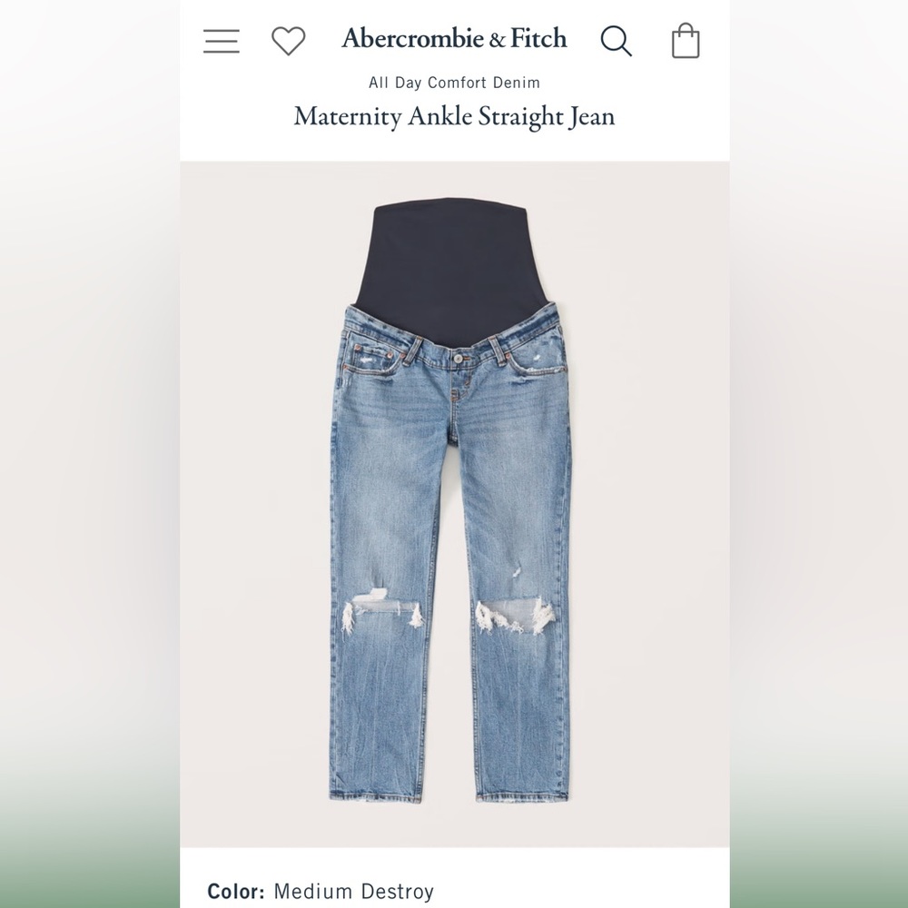 Abercrombie & Fitch Blue Maternity Ankle Straight Jeans